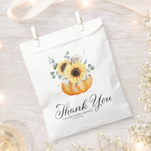 Pumpkin and Sunflowers Fall Baby Shower Thank You Favour Bag