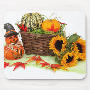 Pumpkin and Sunflowers Mouse Pad