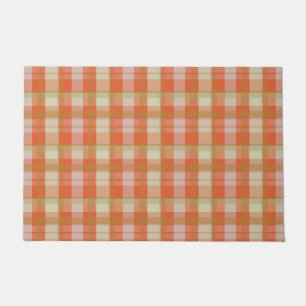 Pumpkin and Taupe Soft Plaid Floormat Doormat