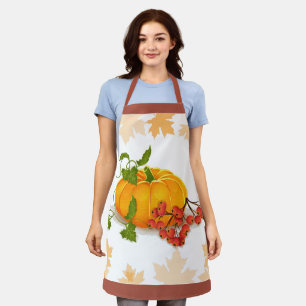 Pumpkin and terracotta border fall Thanksgiving Apron
