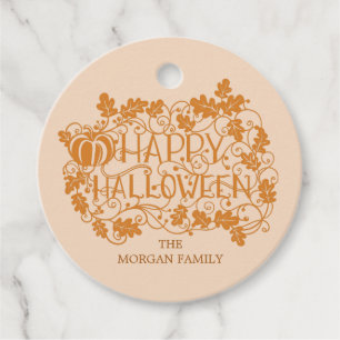 Pumpkin and vine happy halloween favour tags