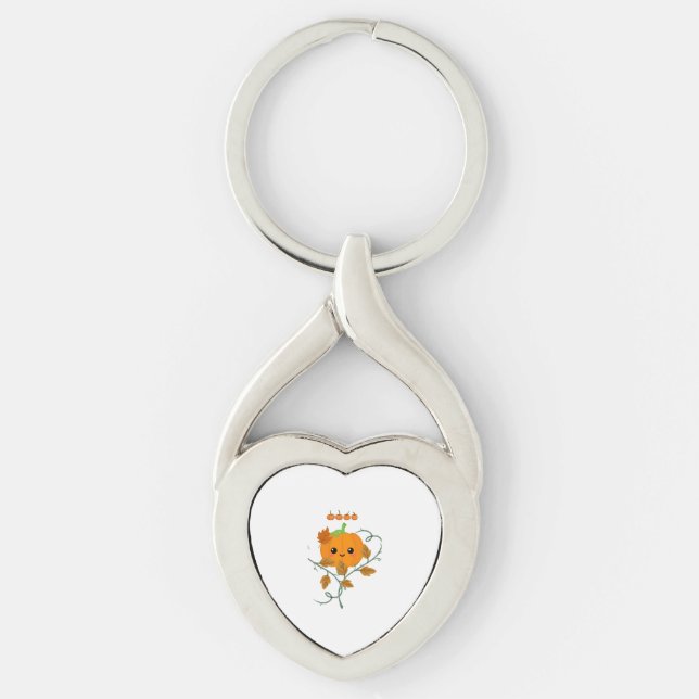 Pumpkin and Vines Sticker Keychain (Front)
