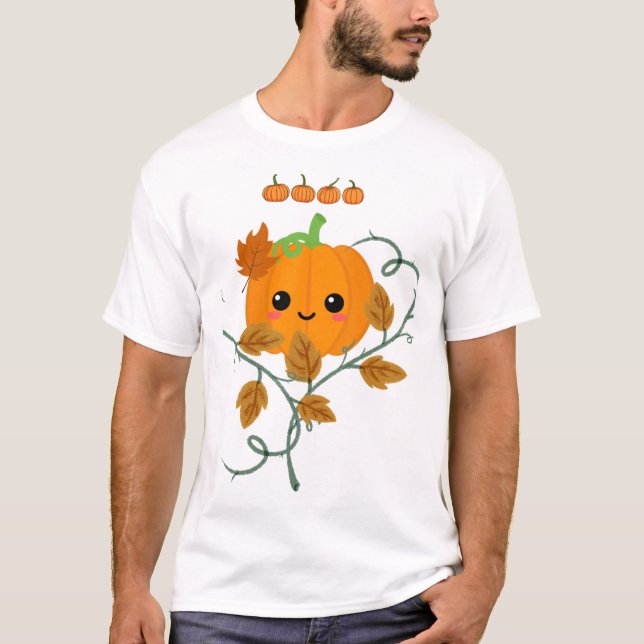 Pumpkin and Vines Sticker T-Shirt (Front)