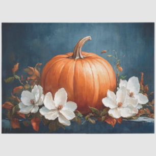 Pumpkin and White Magnolias Tissue Paper