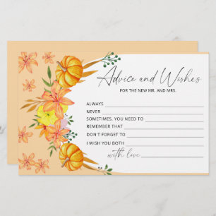 Pumpkin arch advice and wishes bridal shower stationery