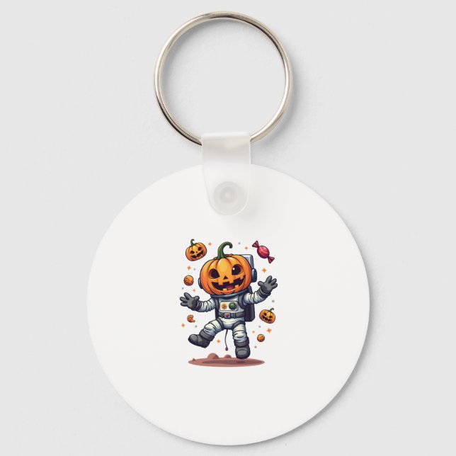 Pumpkin Astronaut � Spooky Space Explorer Shirt Keychain (Front)