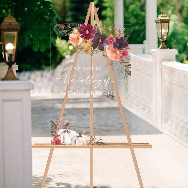Pumpkin Autumn Acrylic Wedding Welcome Sign (Creator Uploaded)