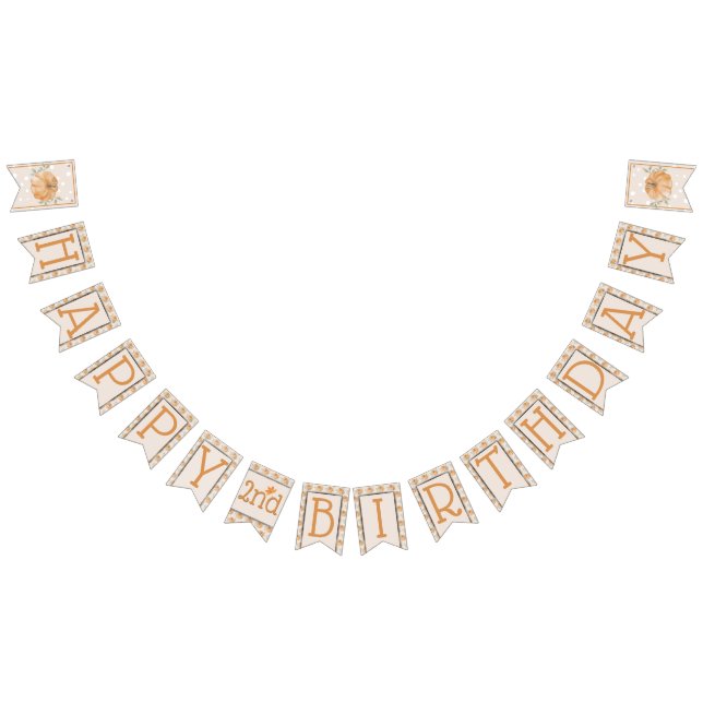  Pumpkin Autumn Fall 2nd Birthday Bunting Flags (All)