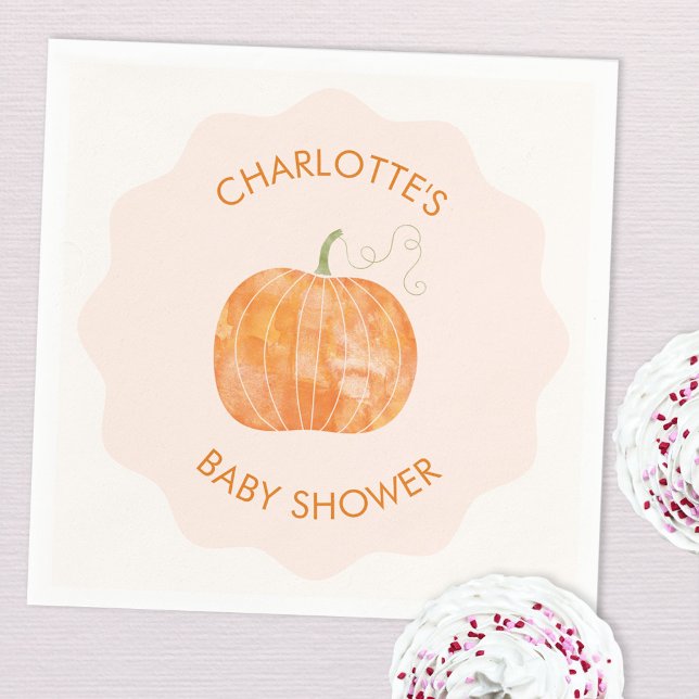Pumpkin Autumn Fall Baby Shower Personalized Napkin (Personalized pumpkin autumn fall baby shower party paper napkins)
