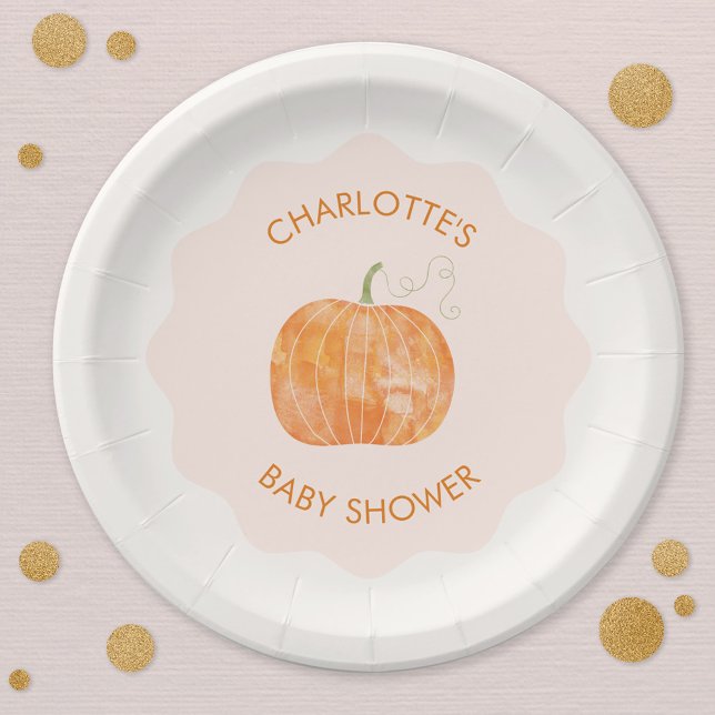 Pumpkin Autumn Fall Baby Shower Personalized Paper Plate (Pumpkin autumn fall baby shower personalized party paper plates)