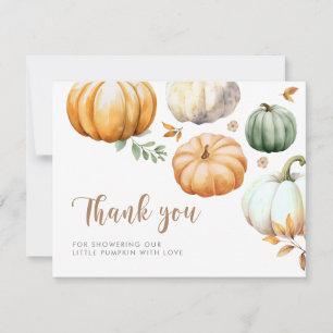 Pumpkin Autumn Fall Baby Shower Thank You Card