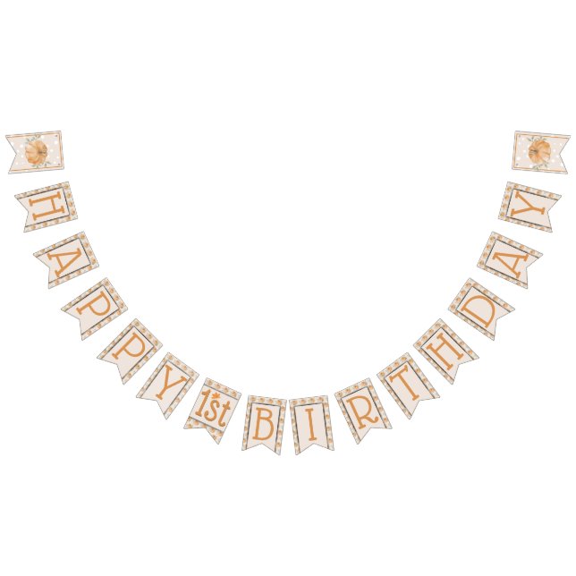  Pumpkin Autumn Fall First 1st Birthday Bunting Flags (All)