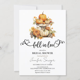 Pumpkin Autumn Fall in Love Fall Bridal Shower Invitation