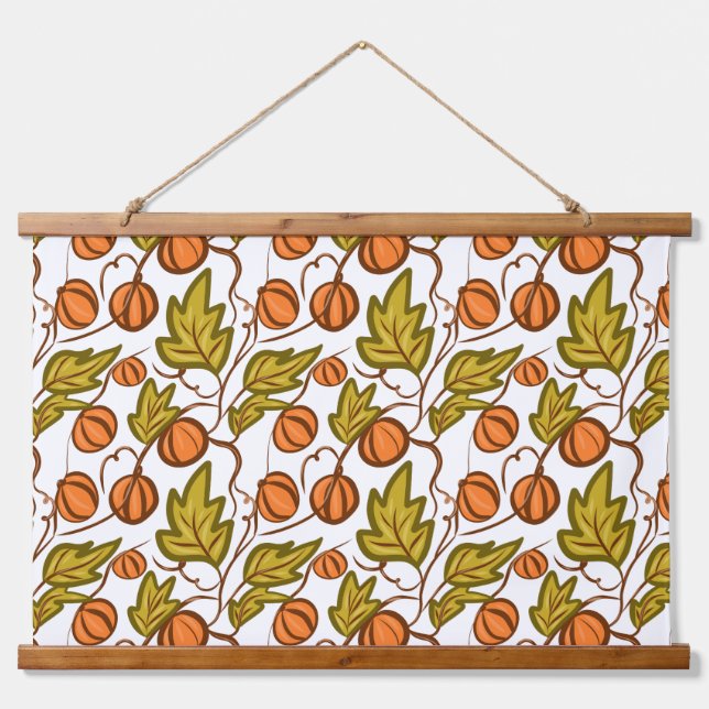   Pumpkin Autumn Hand Drawn Hanging Tapestry (Front)