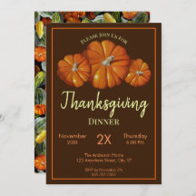 Pumpkin, Autumn Harvest Thanksgiving Invitations