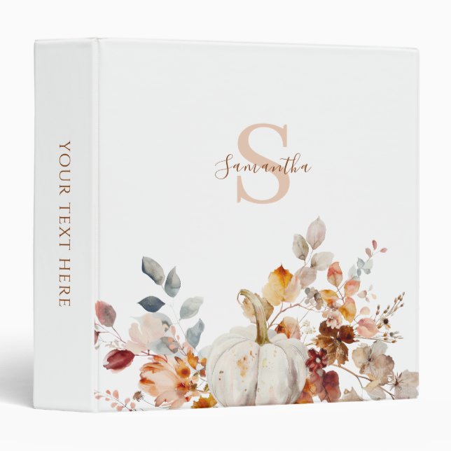 Pumpkin Autumn Personalized  Binder (Front/Spine)