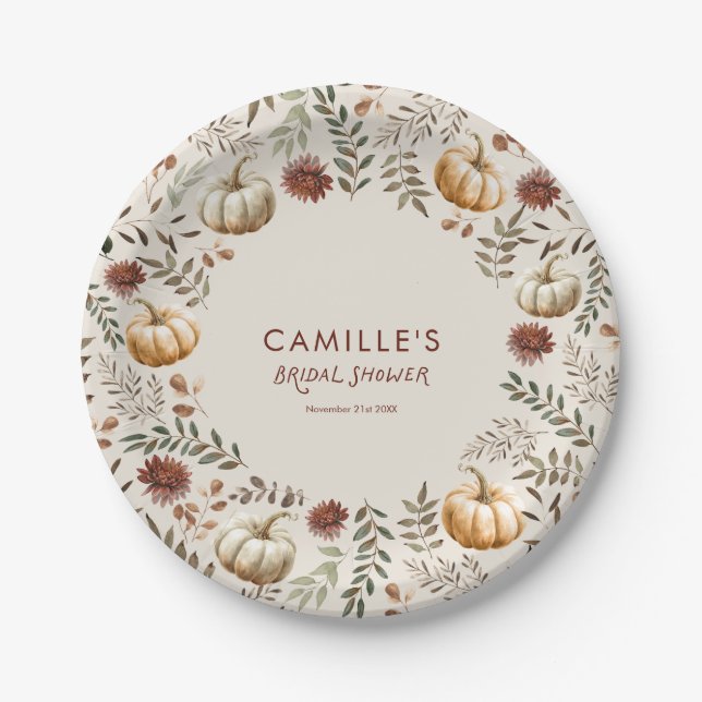 Pumpkin Autumn Rustic Bridal Shower Paper Plate (Front)