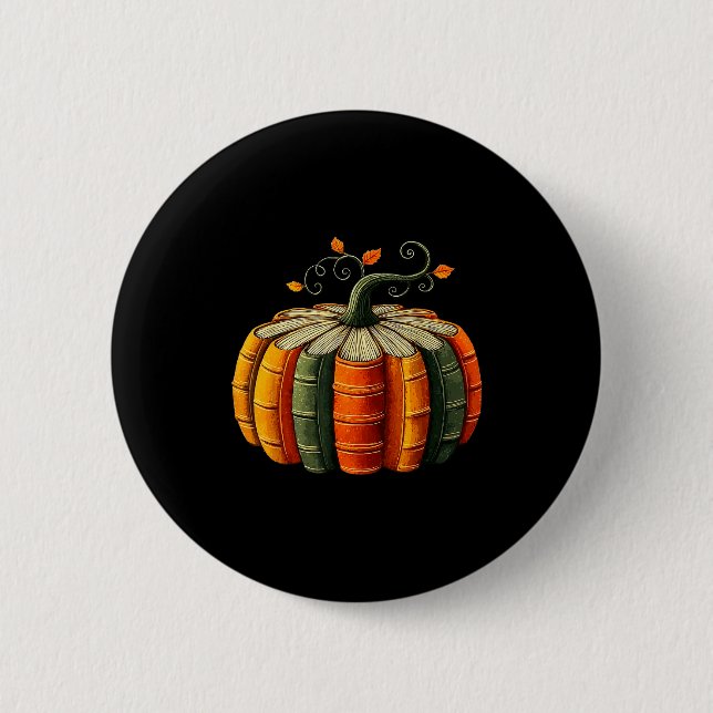 Pumpkin Autumn Season Book Lover Books Reading Hal 2 Inch Round Button (Front)