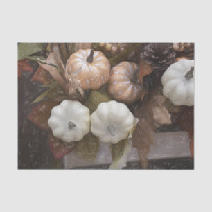 Pumpkin Autumn White Gold Brown Vintage Antique Tissue Paper