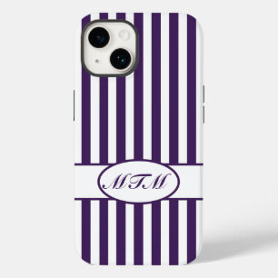 Pumpkin Autumnal Stripes with monogram Case-Mate iPhone 14 Case
