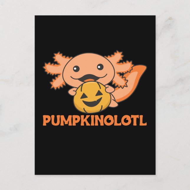Pumpkin Axolotl Lovers Cute Animals For Halloween  Holiday Postcard (Front)