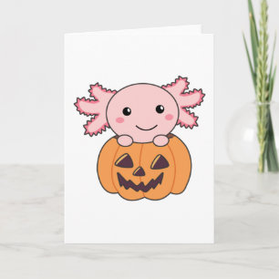 Pumpkin Axolotl Lovers Sweet Animals For Halloween Card