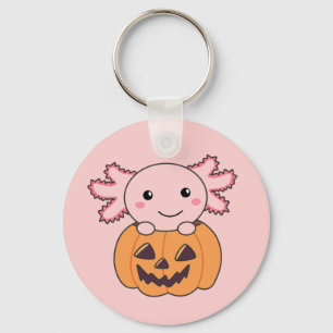 Pumpkin Axolotl Lovers Sweet Animals For Halloween Keychain