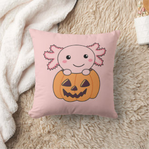 Pumpkin Axolotl Lovers Sweet Animals For Halloween Throw Pillow
