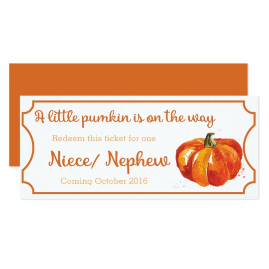 Pumpkin baby Announcement Ticket Niece / Nephew