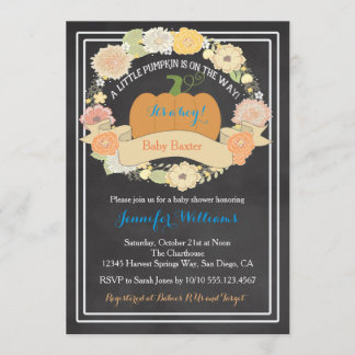 Pumpkin Baby Boy Shower Invitation