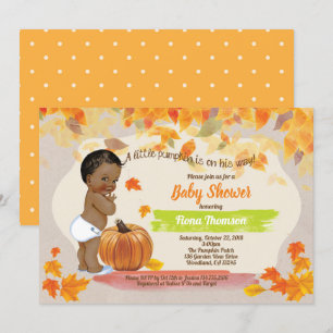 Pumpkin baby boy shower rustic vintage fall invitation