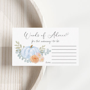 Pumpkin Baby Boy Shower Words of Advice Enclosure Card