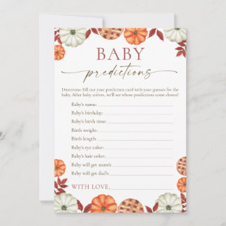 Pumpkin Baby Predictions Baby Shower Game Advice Card