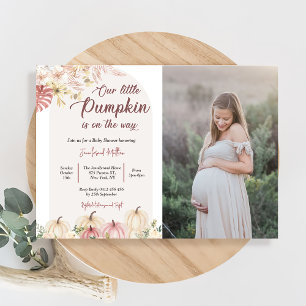 Pumpkin Baby Shower A little Pumpkin Is On The Way Invitation