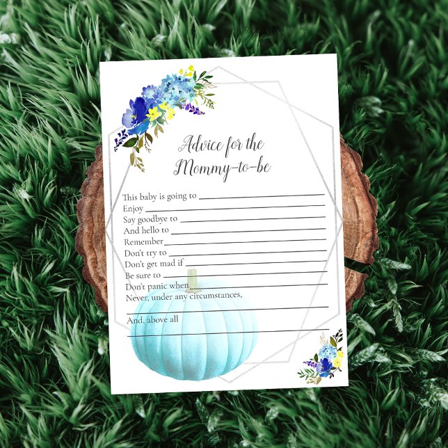 Pumpkin Baby Shower Advice For Mommy To Be | Blue Invitation (Creator Uploaded)
