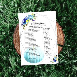 Pumpkin Baby Shower Baby Candy Game   Blue Invitation
