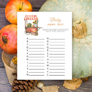 Pumpkin baby shower - Baby name race game