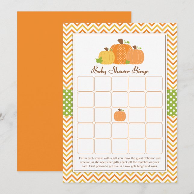 Pumpkin Baby Shower Bingo Invitation (Front/Back)