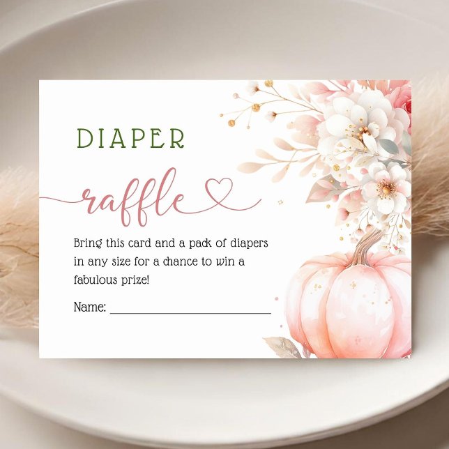 Pumpkin Baby Shower Blush Pink Fall Diaper Raffle Enclosure Card (Creator Uploaded)