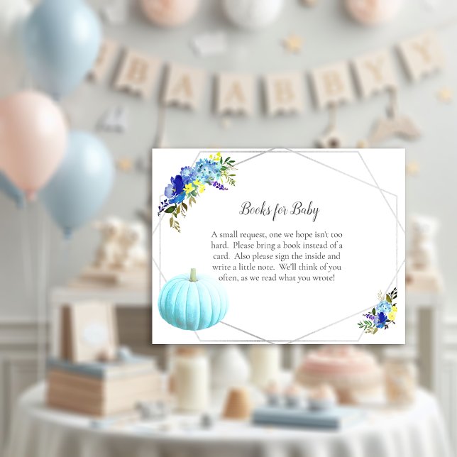 Pumpkin Baby Shower Books For Baby | Blue Invitation (Creator Uploaded)
