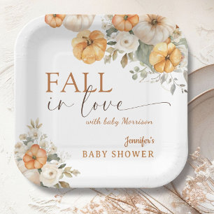 Pumpkin Baby Shower Fall in Love Boho Paper Paper Plate