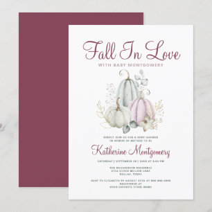 Pumpkin Baby Shower Fall In Love Elegant Autumn Invitation