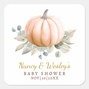 Pumpkin Baby Shower Favor Sticker Orange Fall