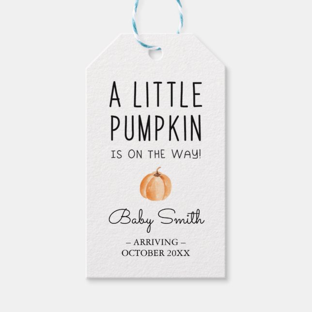 Pumpkin  Baby Shower Favour Tag (Front)