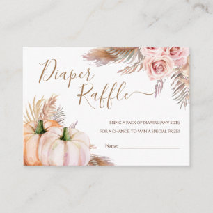Pumpkin Baby Shower Girl Pumpkin Diaper Raffle Enclosure Card