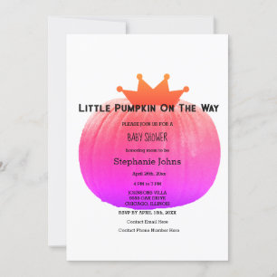 Pumpkin Baby Shower Girls Pink Abstract QR Code Invitation
