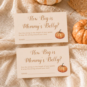 Pumpkin Baby Shower Guess How Big Is Her Belly Enclosure Card
