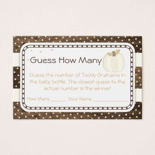 Pumpkin Baby Shower Guess How Many, Wood & Ivory (Front)