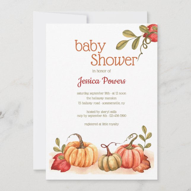 Pumpkin Baby Shower Invitation (Front)