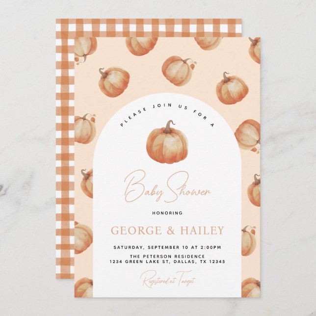 Pumpkin Baby Shower Invitation (Front/Back)